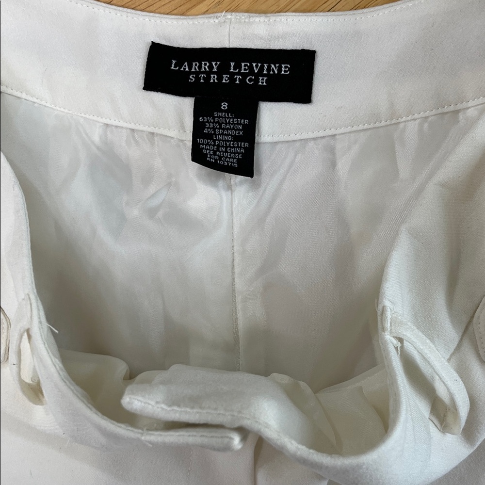 Larry Levine Stretch Elegant Cream Trousers - Size 8 - Picture 8 of 10